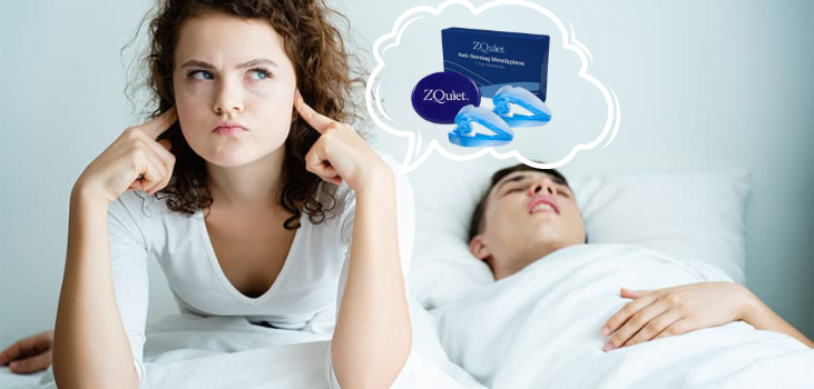 girl tired of boyfriend's snoring thinks of buying ZQuiet anti snoring mouthguard